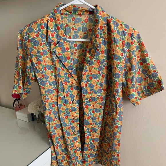 90s floral button down shirt - Picture 1 of 3